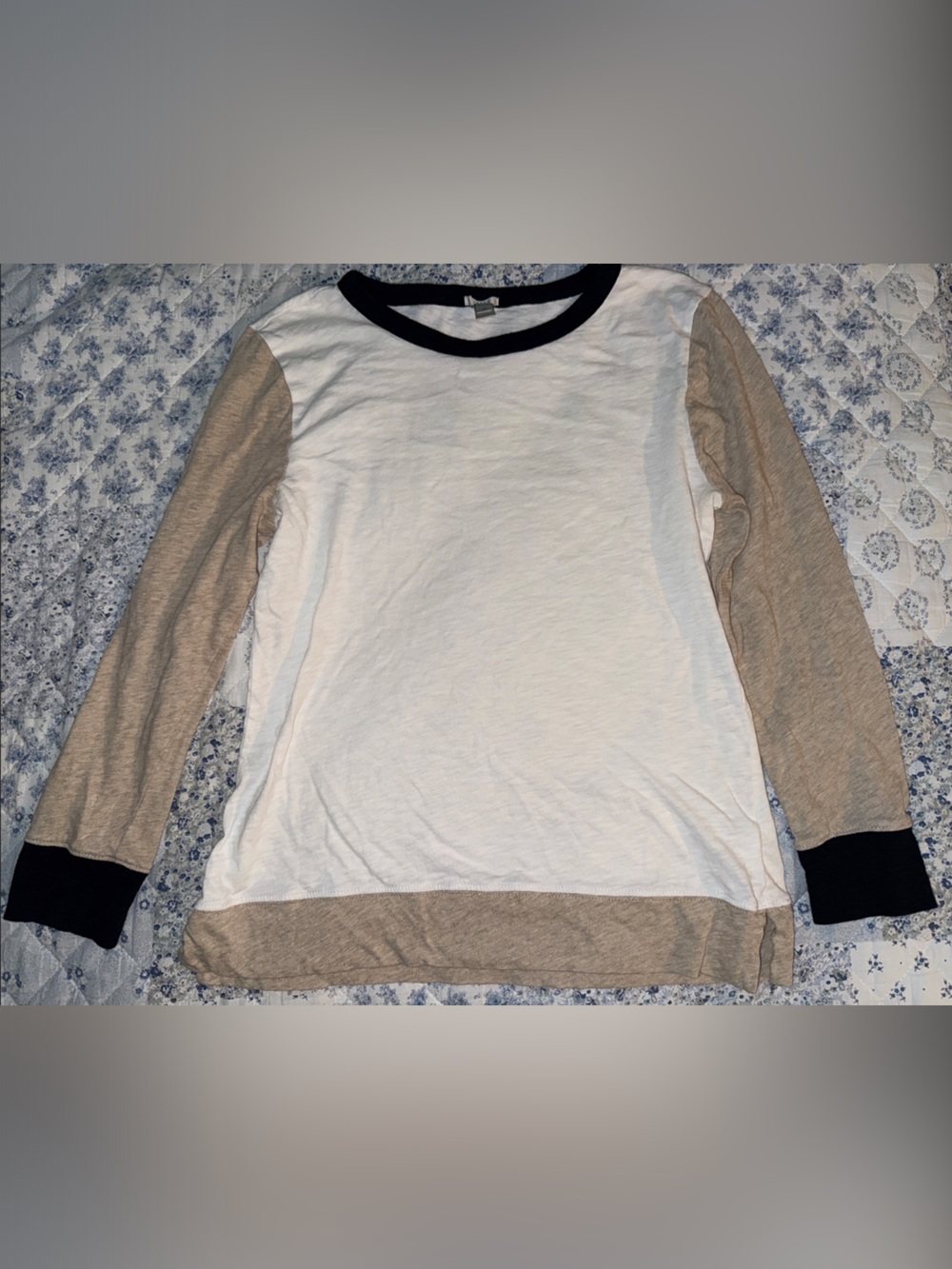 Vintage J. Crew White Tee with Black Crewneck Trim